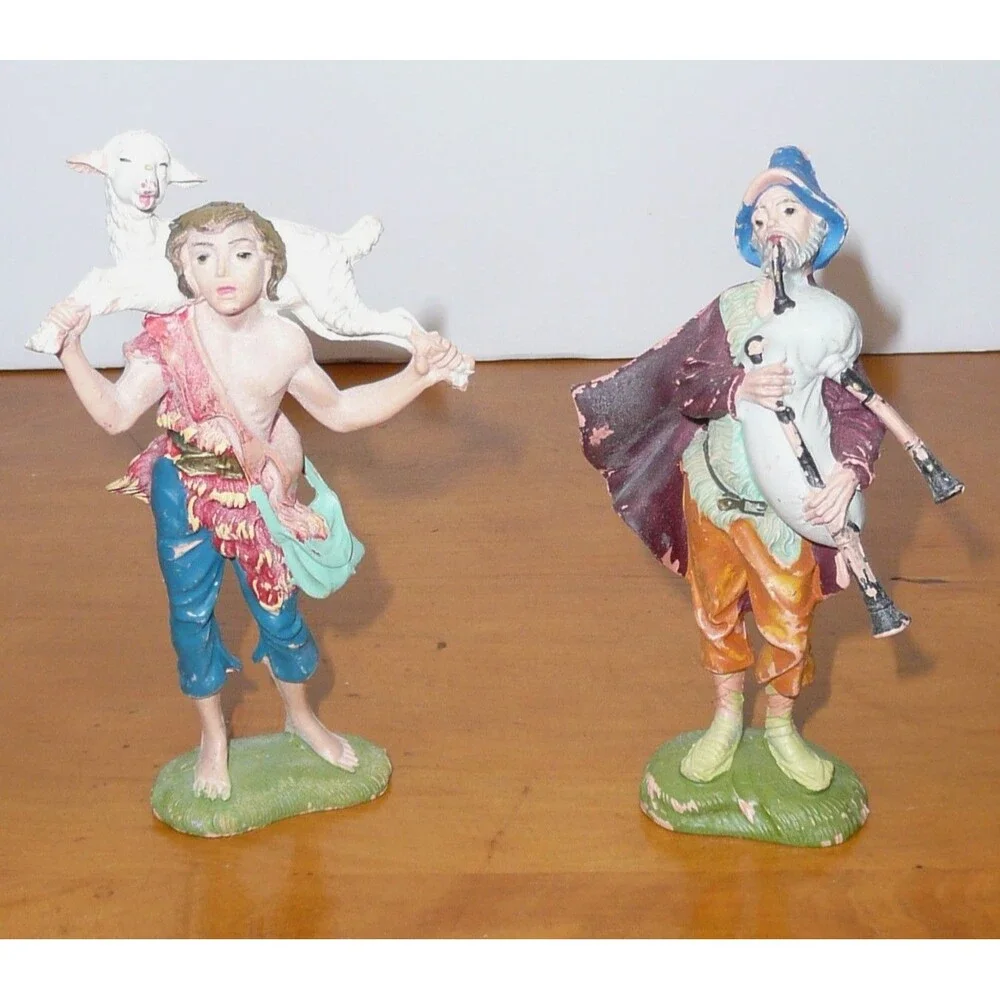 Depose Italy Fontanini Nativity 19 Piece Lot Shepard Camel Sheep Piper - READ